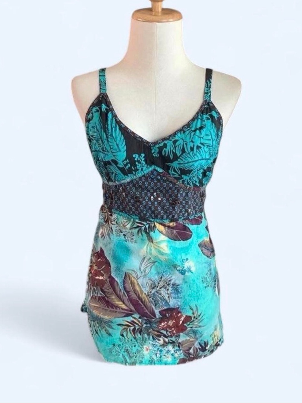 Teal Floral Print Camisole Slip - Women Intimates & Sleepwear